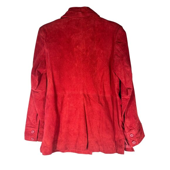 Vintage Red Suede Leather Jacket by Jaclyn Smith Button-Front Womens Size M - Picture 4 of 12